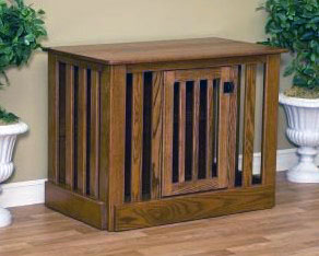 Wood Dog Crate End Table - Solid Oak, Natural Finish