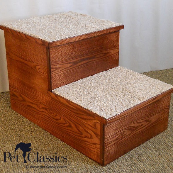 Pet Classics Large Dog Stairs - Red Oak with Acres Finish